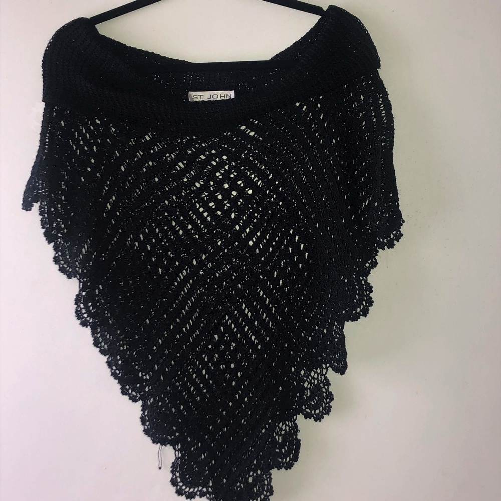 St. John Black Beaded Poncho